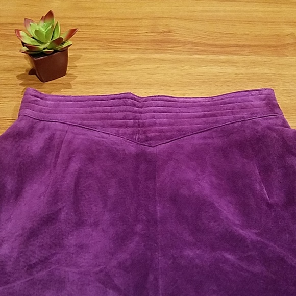 Vintage Evan Davies Purple Suede Skirt 6 - Picture 3 of 4